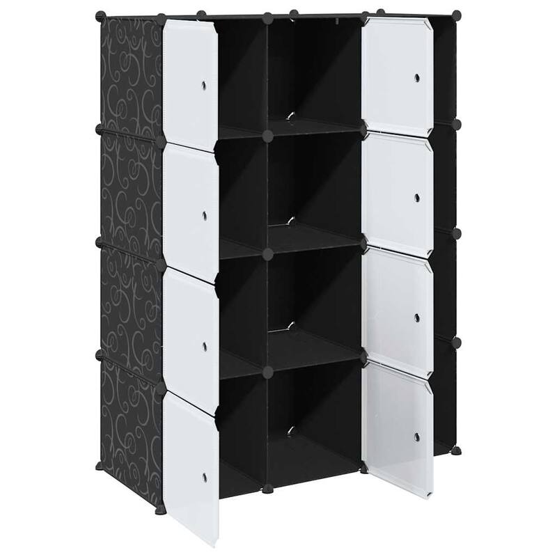 vidaXL Modular Cabinet with 9 Compartments 42.9"x14.4"x56.3" Black and White - 42.9" x 14.4" x 56.3"