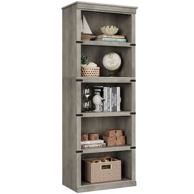5-Shelf Bookcase, Modern Floor Standing Display Storage Shelves