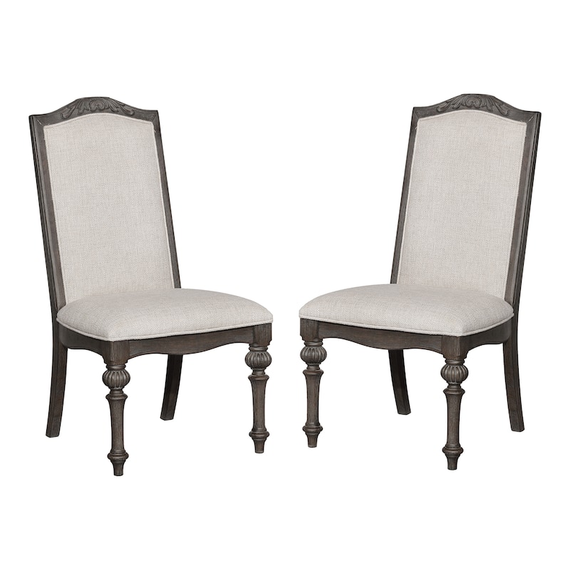 The Gray Barn Cornerways Formal High Back Carved Wood Dining Chairs (Set of 2)