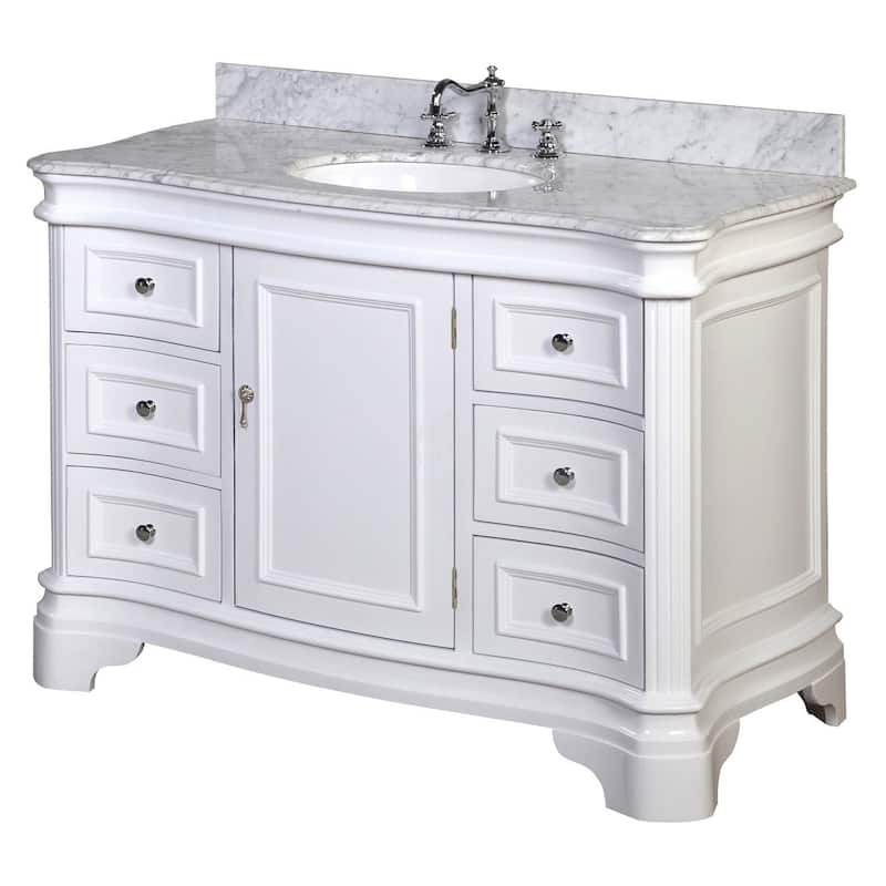 KitchenBathCollection Katherine 48" Bathroom Vanity with Carrara Marble Top