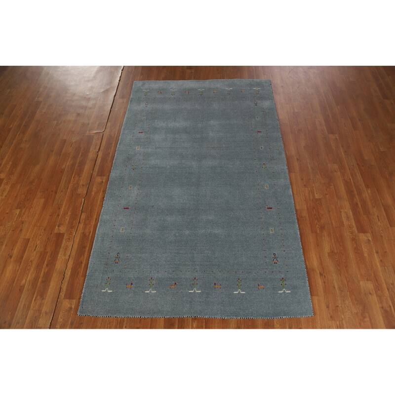 Hand Knotted Oriental 100% Wool Carpet Tribal Tribal Greys & Charcoal Gabbeh Area Rug - 7' 10'' X 4' 10''