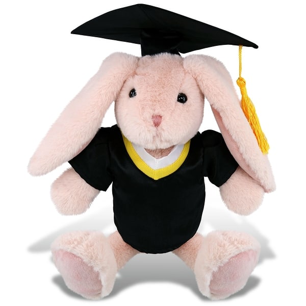 slide 2 of 6, DolliBu Baby Pink Rabbit Graduation Plush Toy with Gown and Cap Outfit - 8 inches