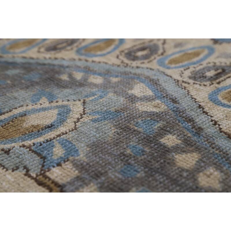 Tabriz Persian Area Rug Hand-Knotted Floral Beige Wool Carpet - 8'2"x 11'0"