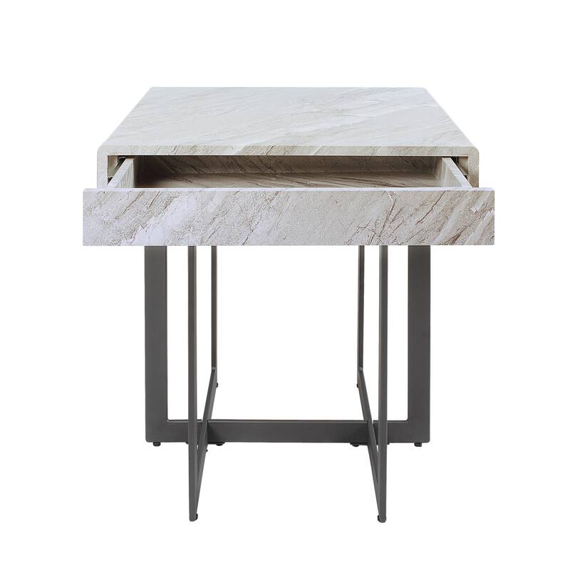 Granala Contemporary Grey 22-inch Faux Marble End Table with Drawer by Furniture of America