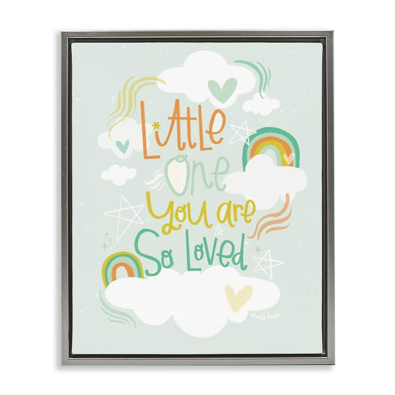 Stupell Little One You Are Loved Framed Floater Canvas Wall Art Design By Mandy Ford Art + Illustration - 25 x 31 - Grey