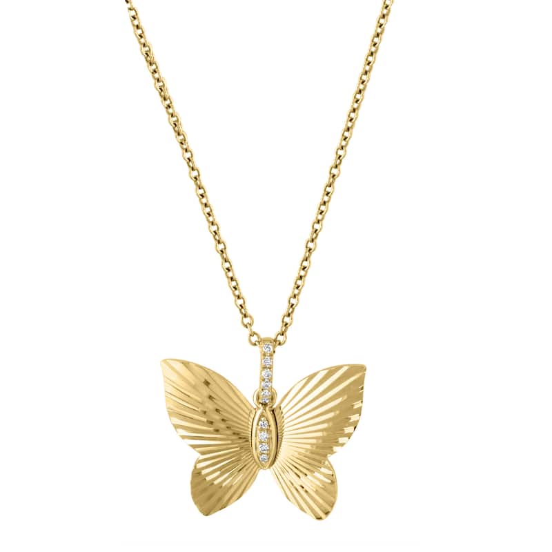 Effy Women's 14K Yellow Gold Diamond Butterly Pendant Necklace