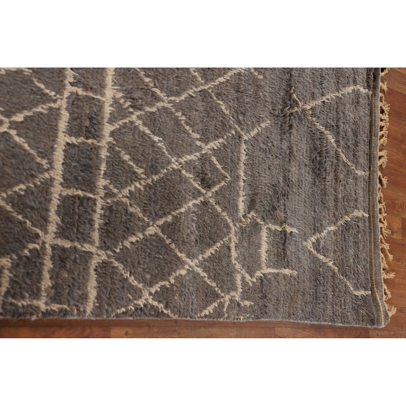 Trellis / Moroccan Area Rug Hand-Knotted Oriental Wool Carpet - 7'9" x 11'0"