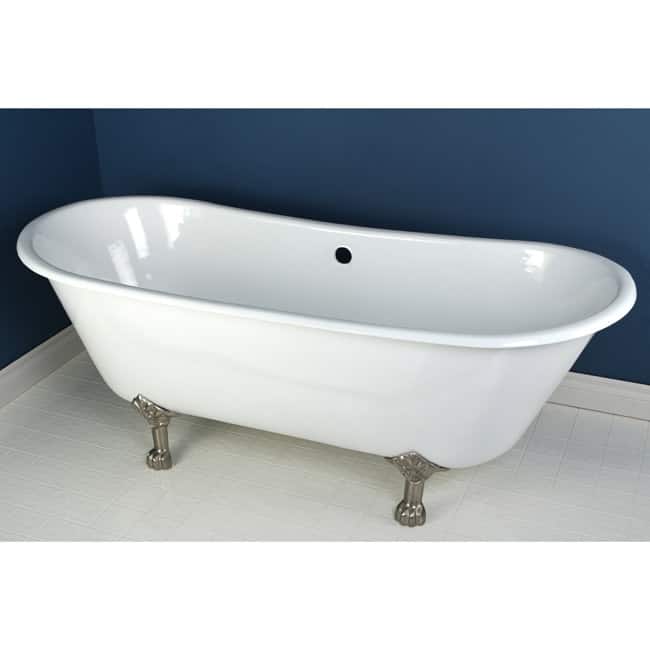 Kingston Brass Aqua Eden 67" Clawfoot Cast Iron Soaking Tub with