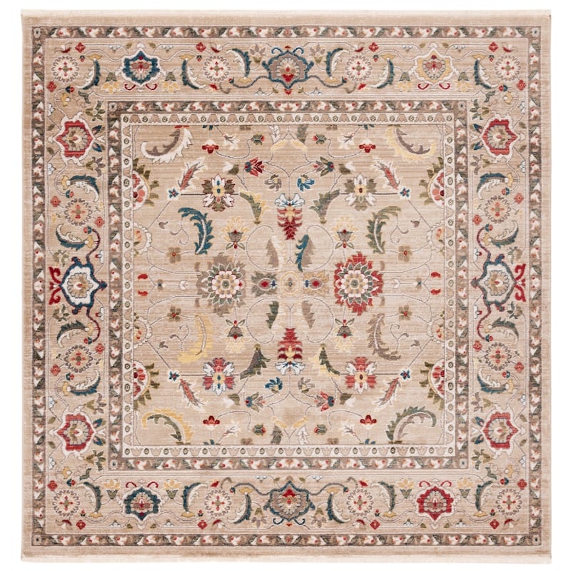 Lauren Ralph Lauren Tristan Traditional Oriental Rug Fringe - 6'7" Square - Beige/Multi