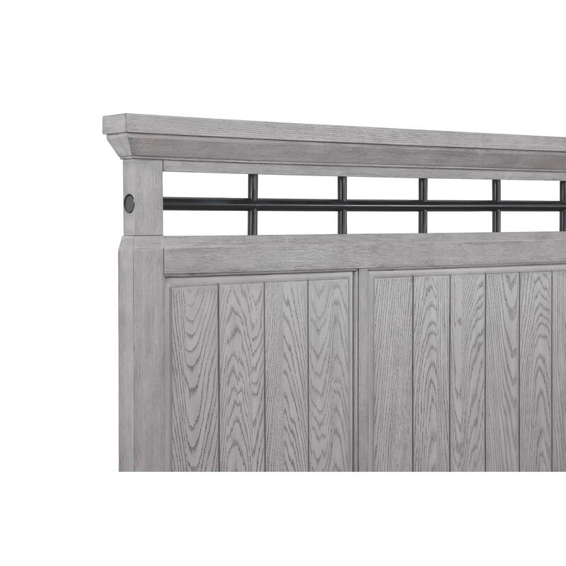 Debra 6 Piece Gray Panel Bench Footboard Bedroom Set