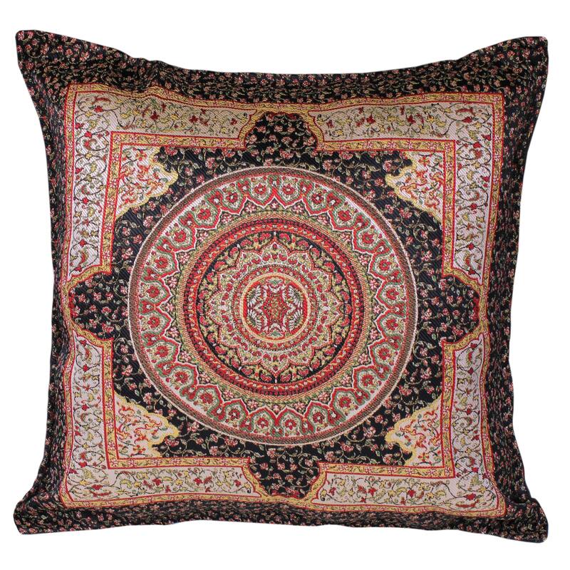 Vintage Retro Royal Exotic Kavka Turkish Throw Pillow - Black/Ivory