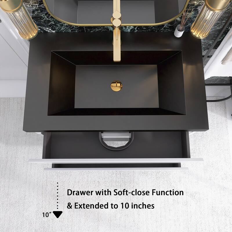 Floating Bathroom Vanity with Quartz Sand Top