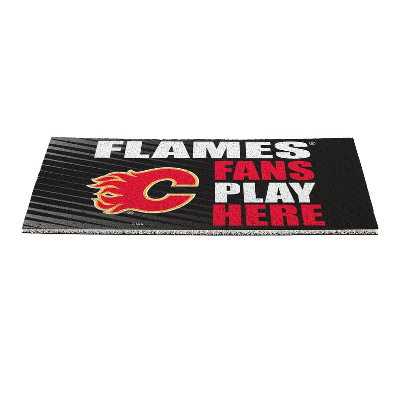 28 in. x 16 in. Calgary Flames "Fans Play Here" PVC Door Mat