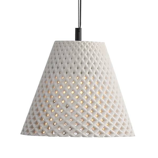 slide 2 of 3, Golden Lighting Clarus 10in Integrated LED Pendant in White Sandstone Cement - Black