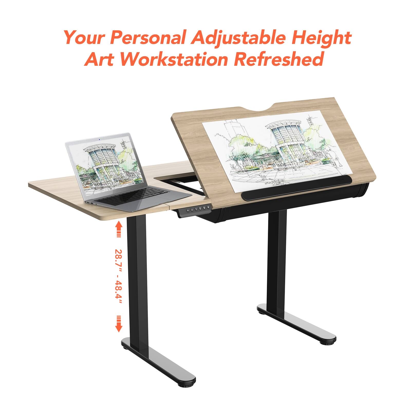 FlexiSpot Height Adjustable Drafting Table MultiFunction Drawing Table