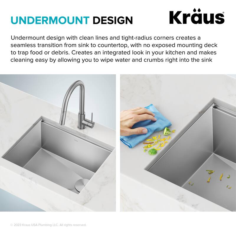 KRAUS Kore Workstation Undermount Stainless Steel Kitchen Sink