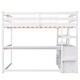 preview thumbnail 15 of 16, Full Size Loft Bed with Desk and Shelves, 2 Built-in Drawers, White