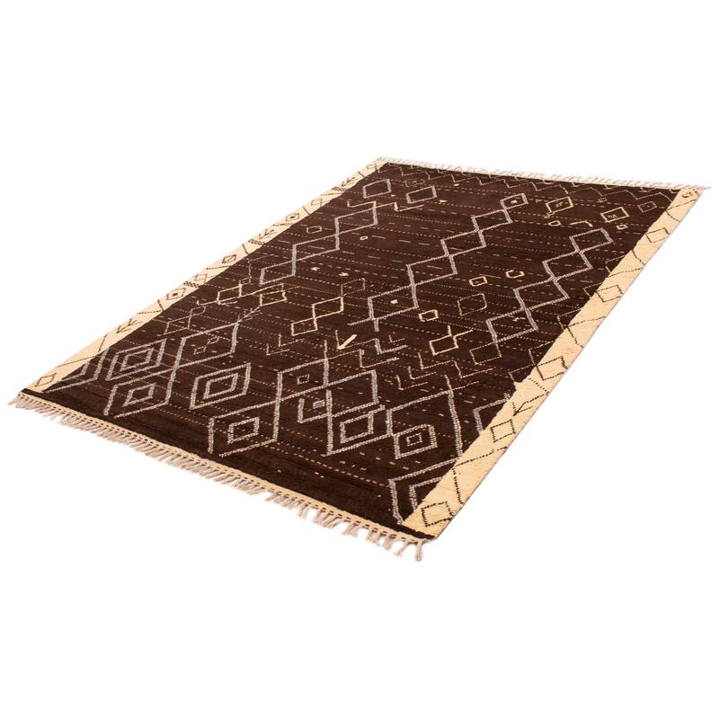 ECARPETGALLERY Hand-knotted Pak Finest Marrakesh Brown Wool Rug - 8'0 x 10'8