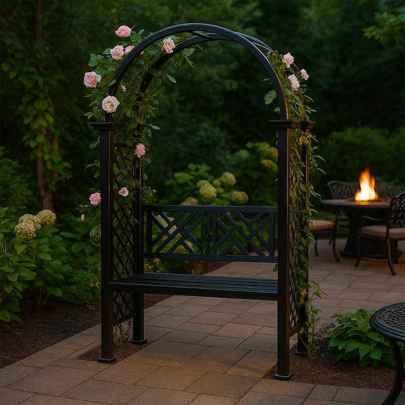 Aluminum Garden Arch with 2-Seater Bench