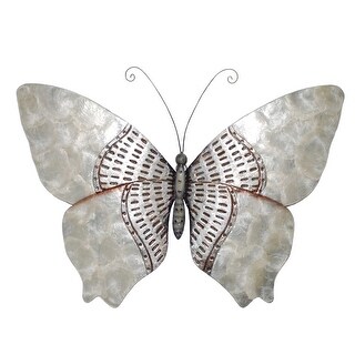Butterfly Wall Decor Silver With Rust Dashes (m2005) - 1 x 18 x 13