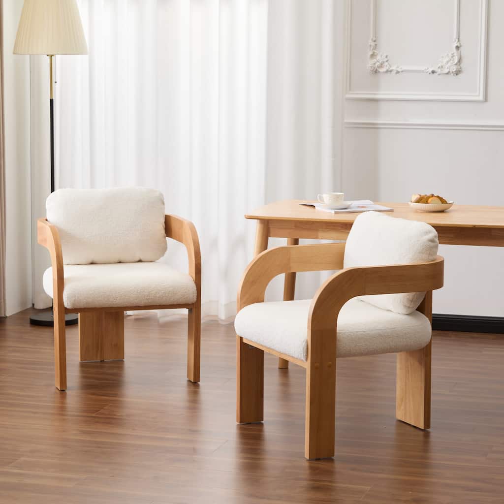 2-Pack Dining Chairs with Pillow Back, Solid Wood Frame