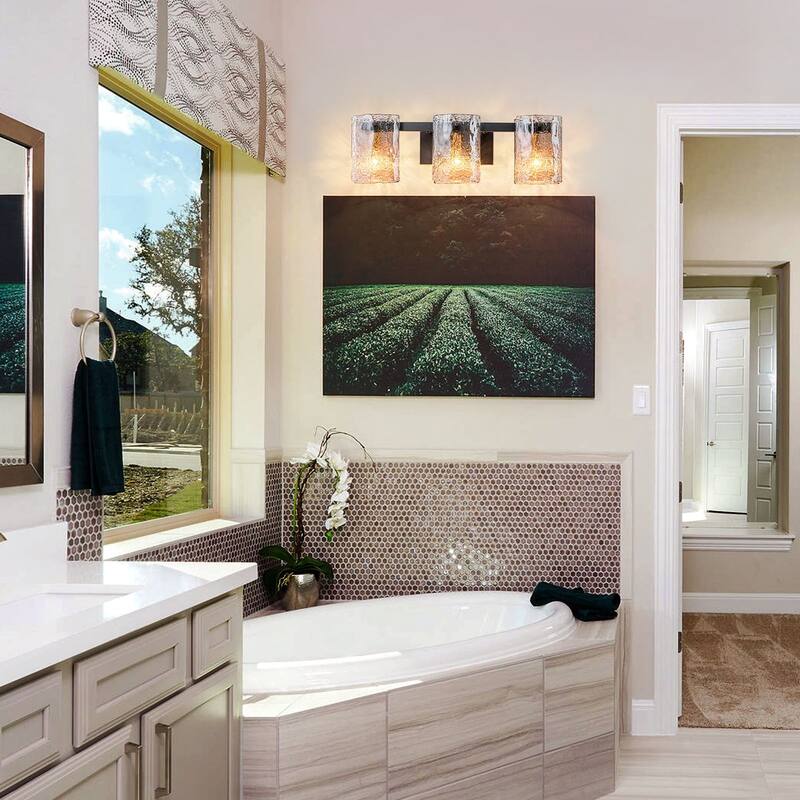 3/4-Light Textured Smoke Glass Wall Sconce — Modern Industrial Vanity Light for Bathroom