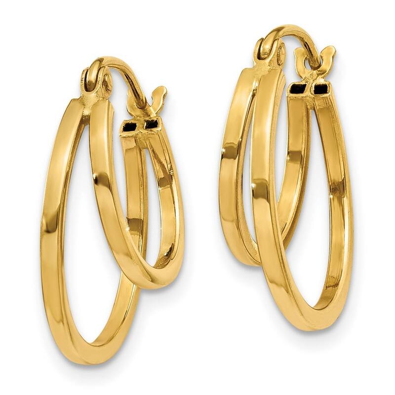 Curata 14k Yellow Gold Polished 4x17mm Double Hoop Earrings