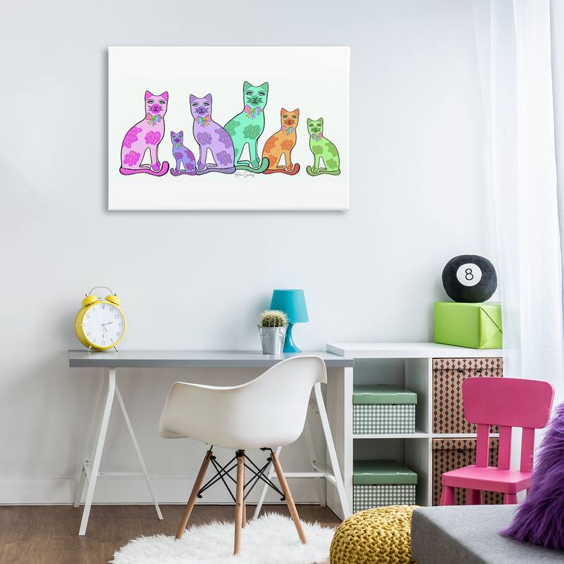 Stupell Funky Whimsical Cats Canvas Wall Art Design By Katie Conley