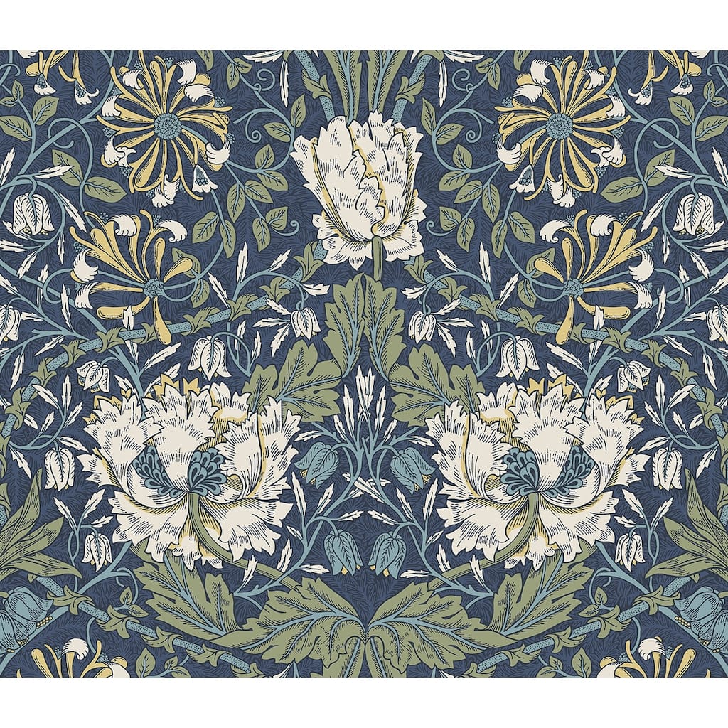 NextWall Ogee Flora Peel and Stick Wallpaper - 20.9 in. W x 18 ft. L