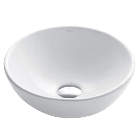 Kraus Elavo 13 4/5 inch Round Porcelain Ceramic Vessel Bathroom Sink