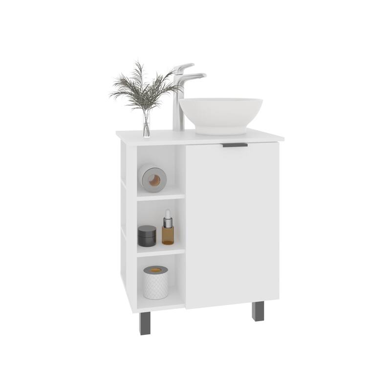 Vanity Sink, 1Door, 4 Legs, 5 Shelves with durable engineered wood construction,easy to assemble