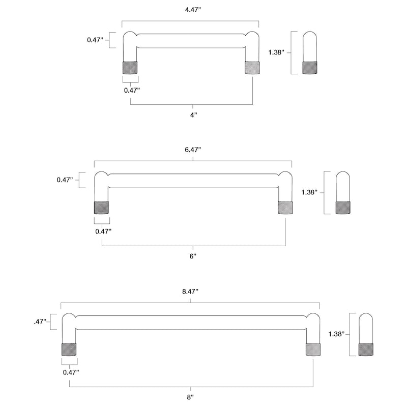 Hapny Home K572 Knurled 6" Center to Center Modern Industrial Luxury