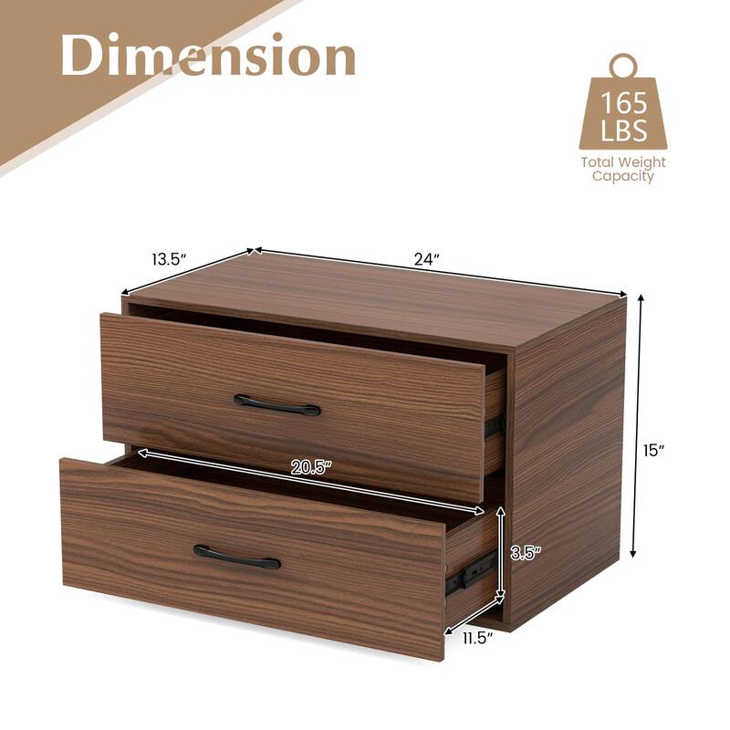Costway 2-Drawer Stackable Organizer Horizontal Storage Cabinet