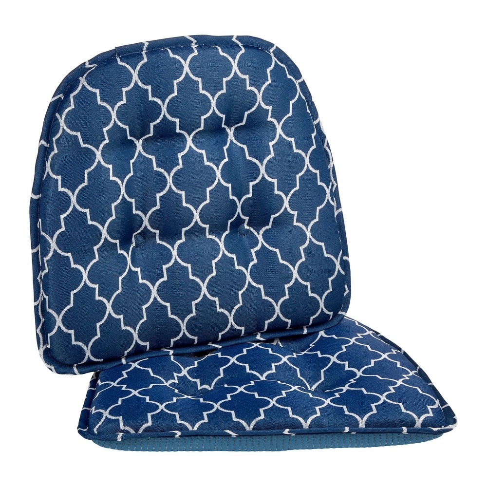 Klear Vu Trellis Tufted Non-Slip Geometric Dining Chair Cushion Set
