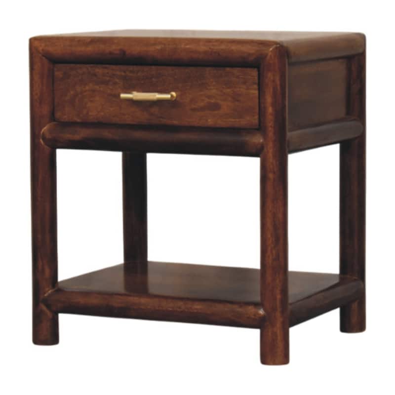 HomeRoots 20" Chestnut Solid Wood Square One Drawer Nightstand