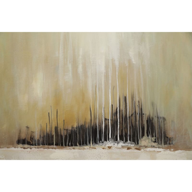 Golden Horizon Hand Painted Abstract Oil Canvas Wall Art 31x47 Inches
