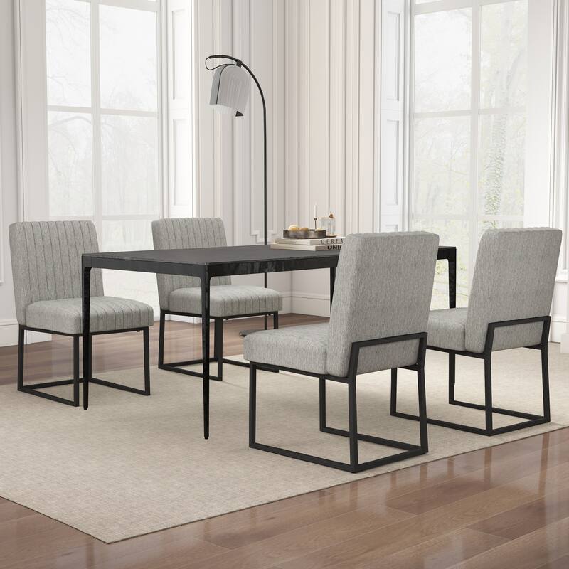 Mid Century Modern Dining Chair with Black Metal Legs