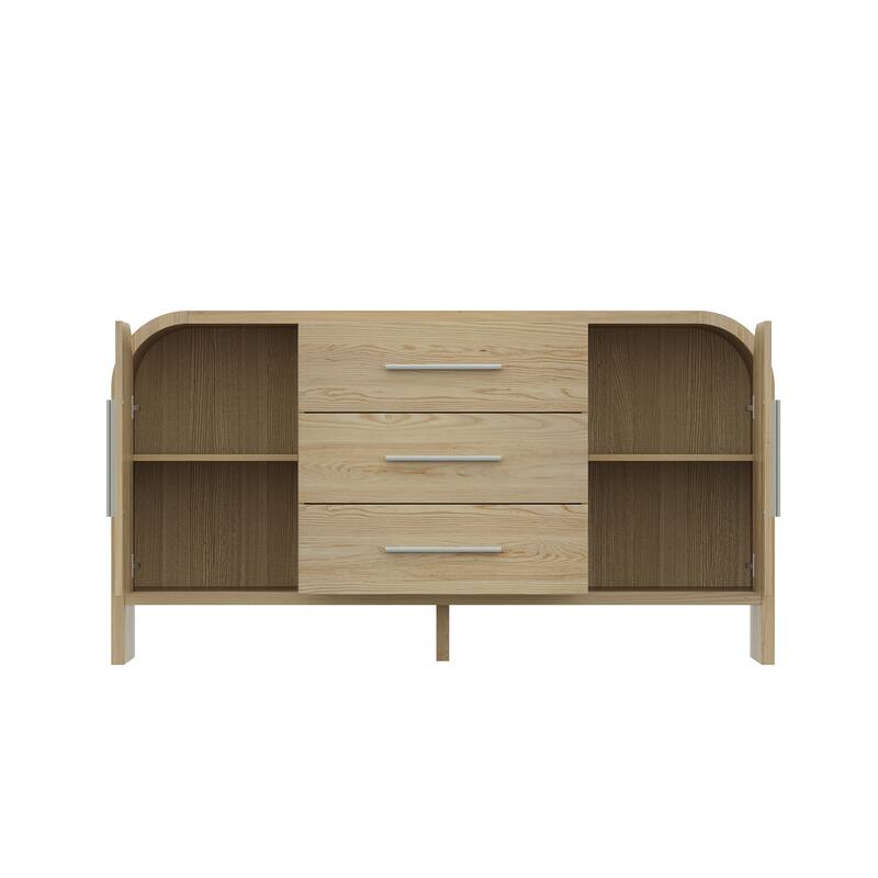 Rounded - corner Storage Cabinet: Light Wood Finish with a Soft - edged Design for Ample Storage