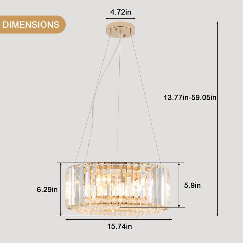 5-Light Modern Pendant Design Crystal Hanging Linear Chandelier Lighting for Dining Room Kitchen Island