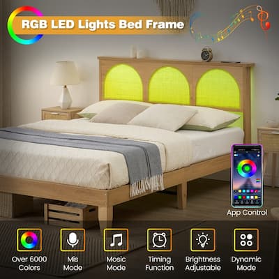 Bed Frame with Sturdy Metal Slats Support