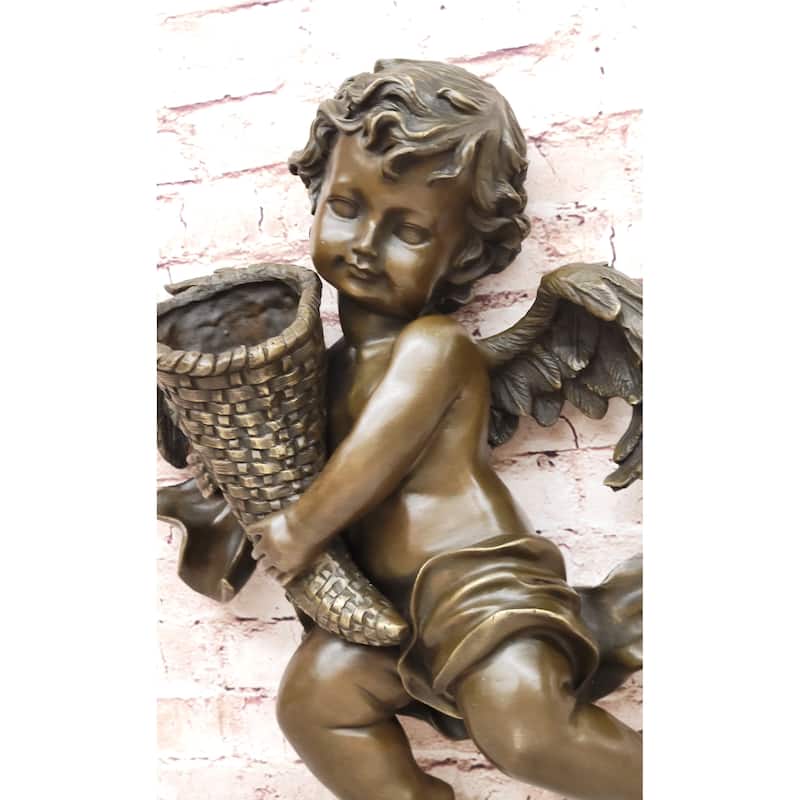 Hand Made A.Moreau Baby Boy Angel Putti Wall Mount Bronze Sculpture