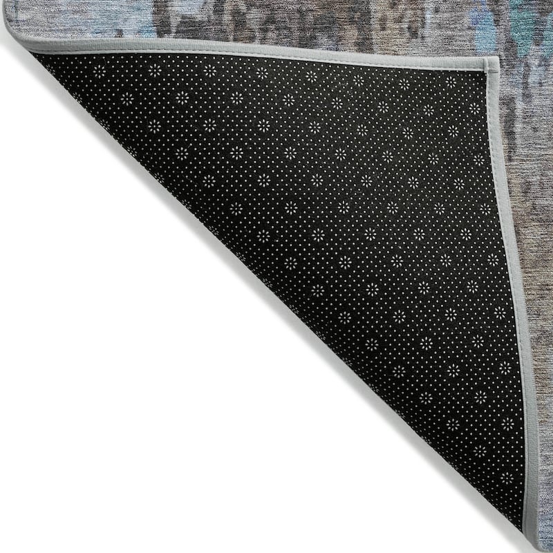 Machine Washable Indoor/ Outdoor Abstract Modern Chantille Rug