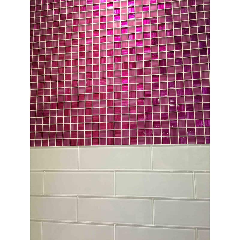 Apollo tile 11" x 11" Nirvana Glossy Matte Fuchsia Pink Glass Tile (4.43 sq ft/case) - 5 Pack