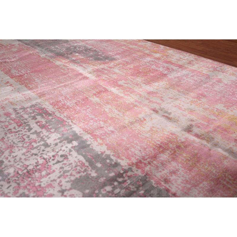 Contemporary Abstract Indian Area Rug Hand-Knotted Modern Wool Carpet - 5'11"x 8'11"