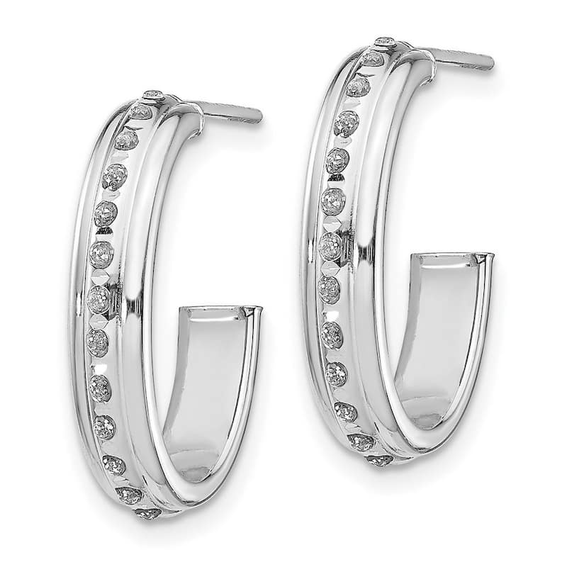 Curata 14k White Gold Diamond Accent Post J Hoop Earrings (19x4mm)