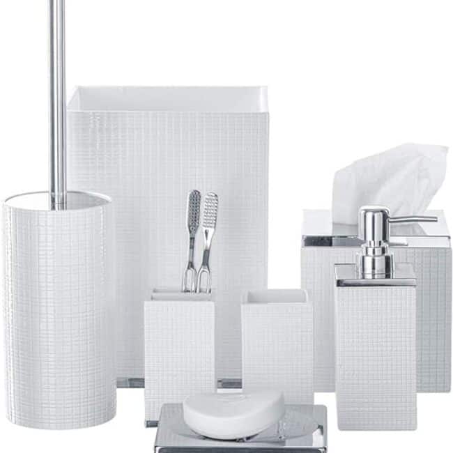 Creative Scents Estella White Bathroom Tumbler Cup - Silver - Silver