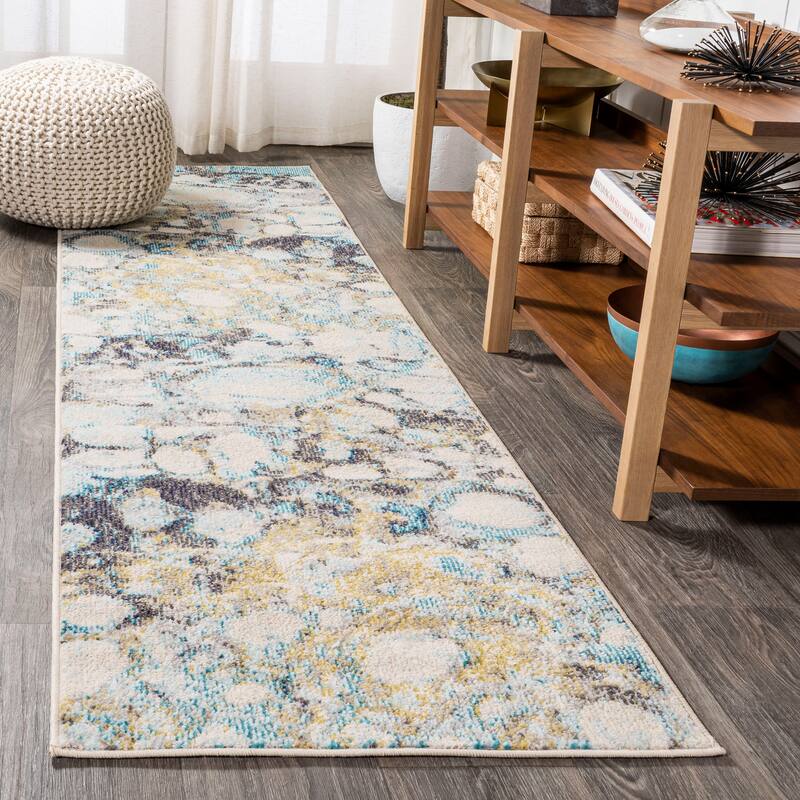 JONATHAN Y Linear Marbled Abstract Area Rug