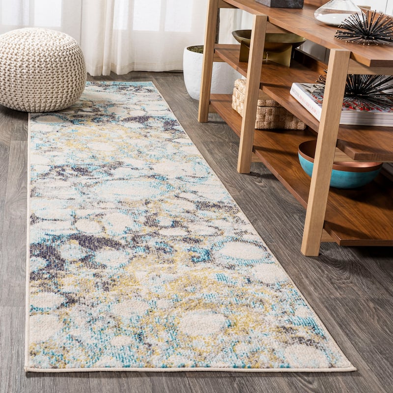 JONATHAN Y Linear Marbled Abstract Area Rug