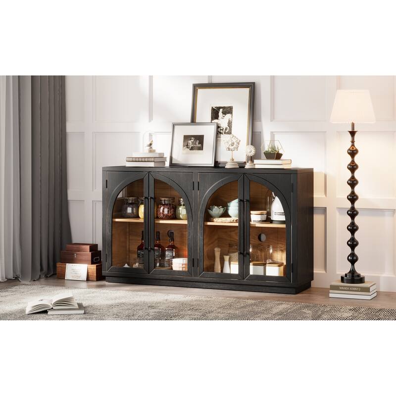 Sideboard with 4 Glass Doors and Adjustable Shelves