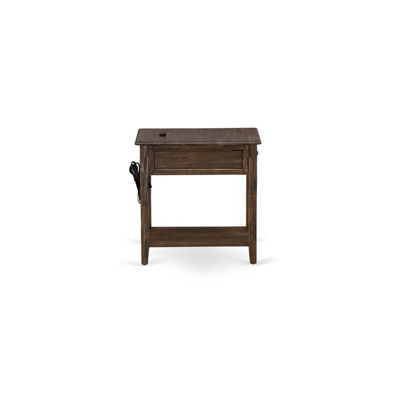 East West Furniture Denison Night Stand - Rectangle Modern End Table with a Drawer for Bedroom, 24x19 Inch, (Finish Options)